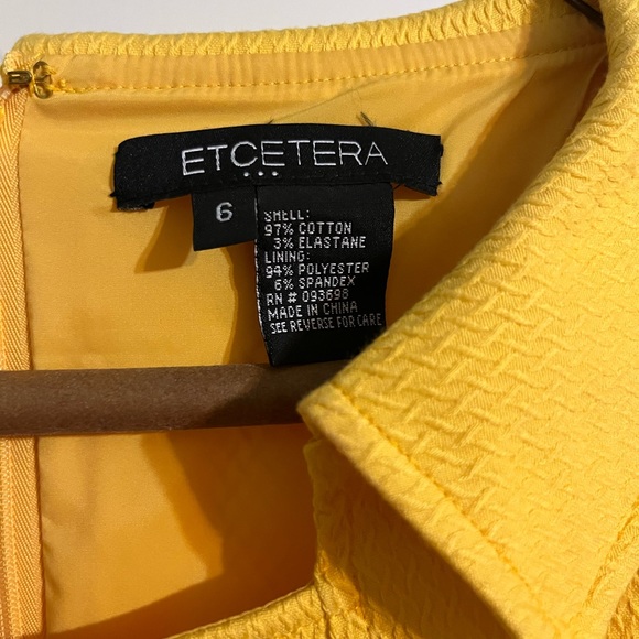 Etcetera yellow dress with black and white tie belt.  Size 6.  EUC. - Picture 3 of 6